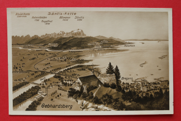 AK Gebhardsberg / 1910-1930 / Vogelschau / Bahngleise / Bregenz / Rohrschach / Berneck / Heiden / Walzenhausen / Voralberg